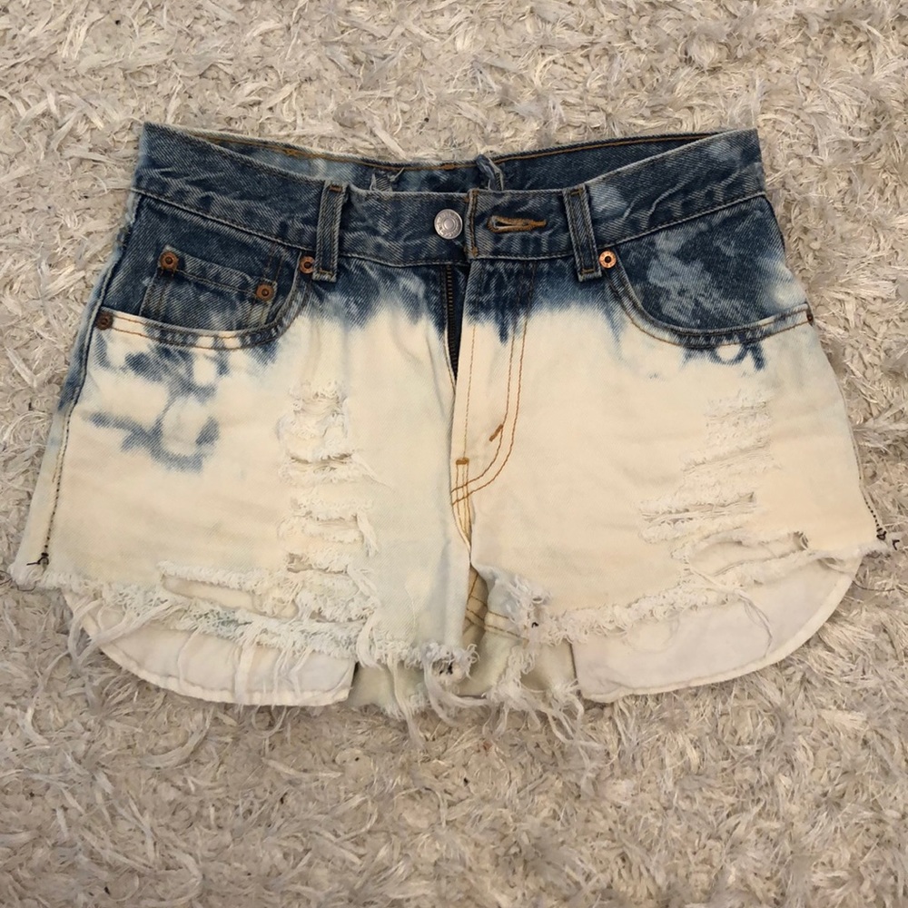 distressed and bleached vintage levi’s denim short